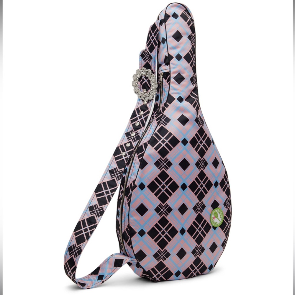 CHOPOVA LOWENA Racket Bag Stylish Pink and Black Patterned